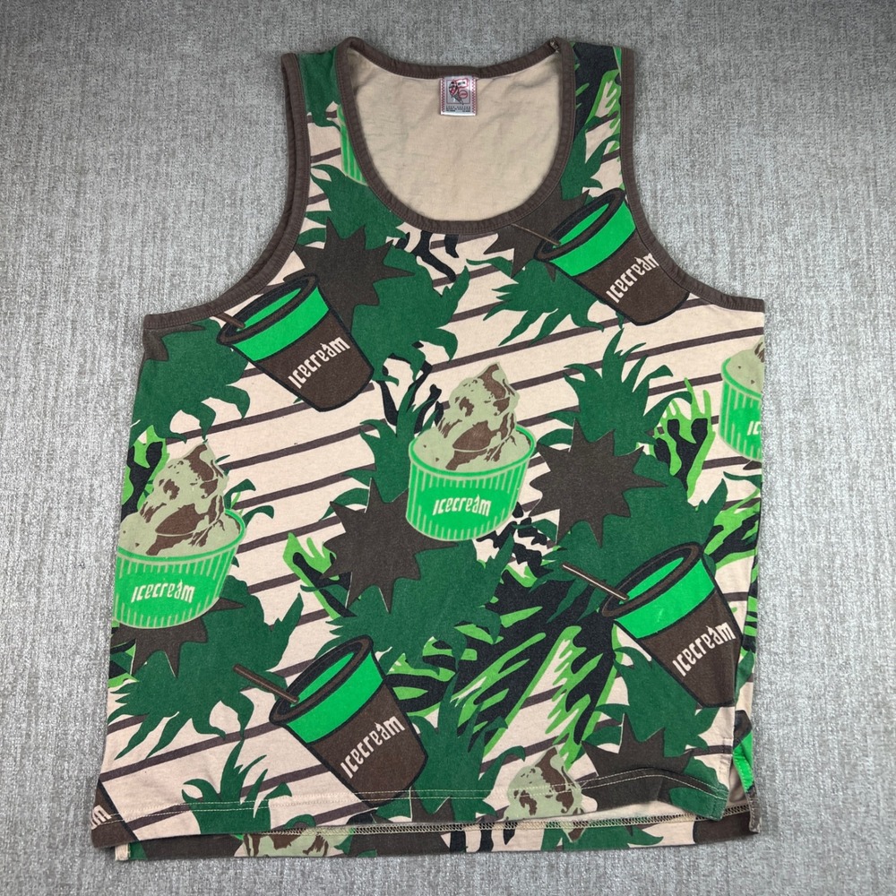 Billionaire Boys Club Ice cream Tank Top Men's Large All Over Print Camo Green